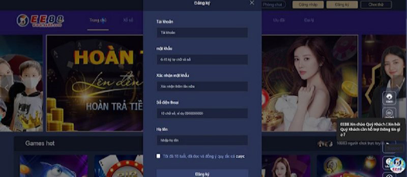 cách đăng ký tài khoản ee88 trên điện thoại