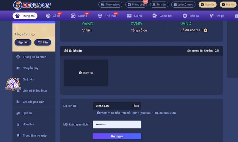 hướng dẫn cách rút tiền ee88
