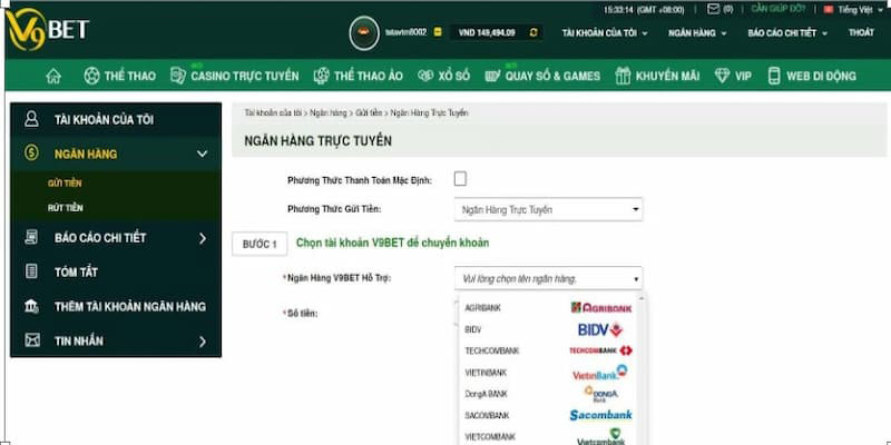 hướng dẫn nạp rút tiền v9bet