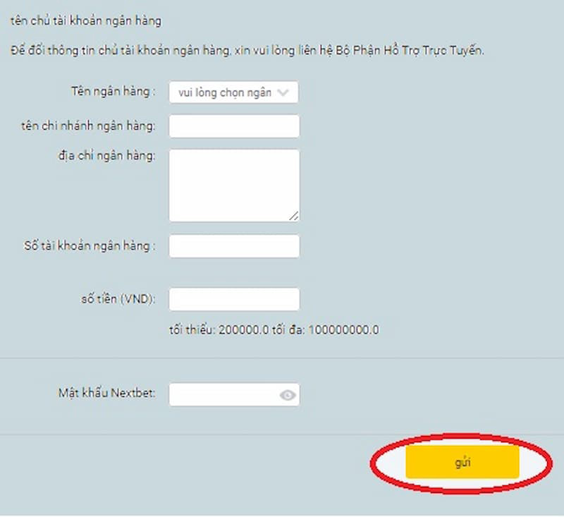 lưu ý khi nạp rút tiền tại nextbet
