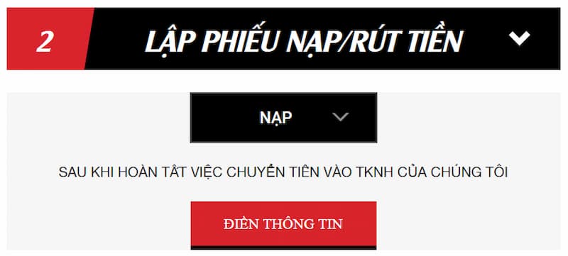 hướng dẫn nạp/ gửi tiền 