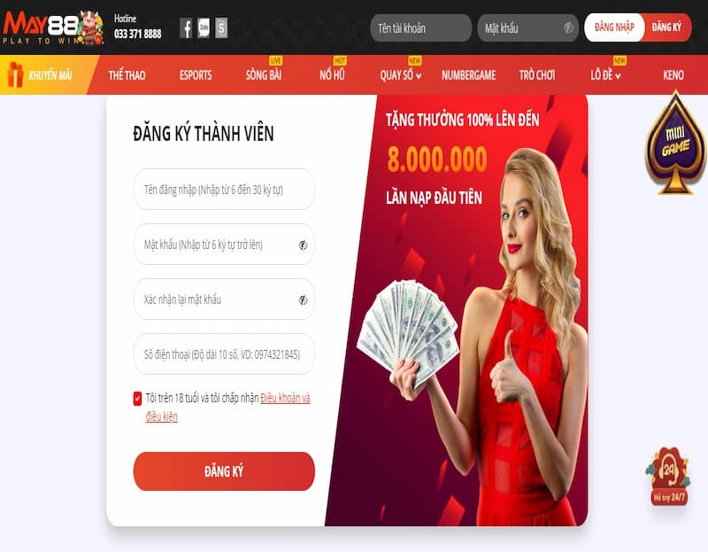 thao tác tham gia game cược